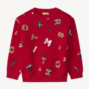 Sudadera navideña de felpa con letras para niño  Main Sudadera navideña de felpa con letras para niño