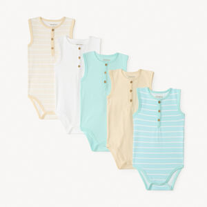 Lote de 5 bodies sin mangas de punto acanalado para bebé niño 
