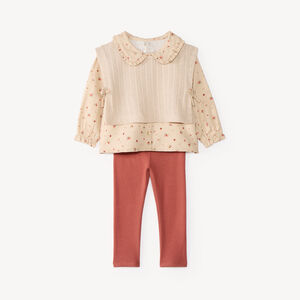 Conjunto de blusa de 3 piezas para bebé niña con estampado de bayas 
