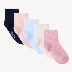 Lot de 5 paires de chaussettes unies festonnées pour fille  Main Lot de 5 paires de chaussettes unies festonnées pour fille