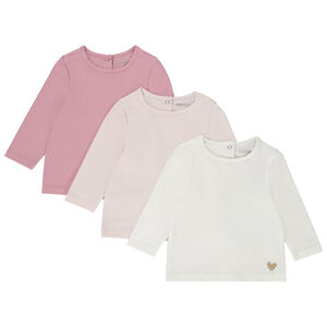 Pack de 3 camisetas de jersey lisas para bebé niña 