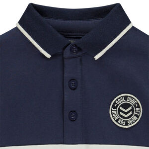 Polo de manga larga efecto color block con parche para niño 