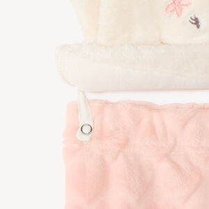 Pyjama bébé fille en velours avec lapin et fleurs brodés 