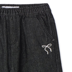 Pantalones anchos para bebé niña con bordado y lazo 
