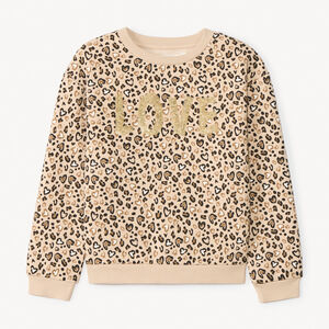 Sweat molleton imprimé léopard à sequins pour fille  Main Sweat molleton imprimé léopard à sequins pour fille