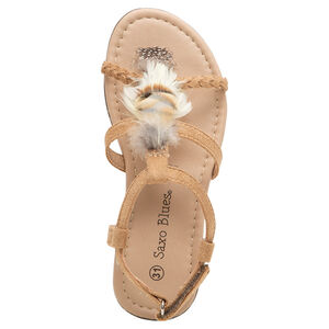 Sandalias efecto ante con pluma y tira trenzada para niña 