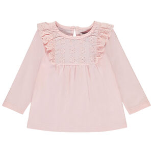 Camiseta de manga larga con plastrón bordado para bebé niña  Main Camiseta de manga larga con plastrón bordado para bebé niña