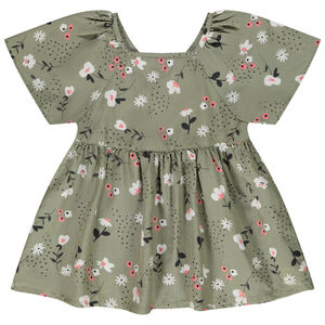 Túnica de lyocell con estampado floral y mangas cortas para niña 