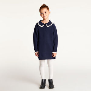 Ropa de punto de manga larga con cuello de claudina para niña 