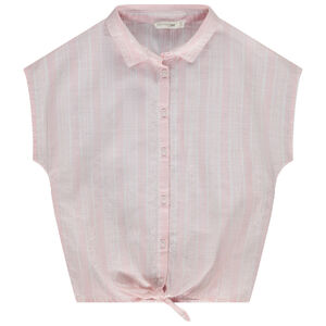 Camisa de manga corta a rayas para niña con lazo  Main Camisa de manga corta a rayas para niña con lazo
