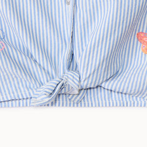 Chemise manches courtes rayée effet noué pour fille  Main Chemise manches courtes rayée effet noué pour fille
