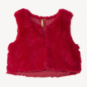 Gilet sans manches effet fourrure à rosaces pour bébé fille  Main Gilet sans manches effet fourrure à rosaces pour bébé fille