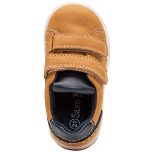 Zapatillas camel con velcro y detalles en contraste 