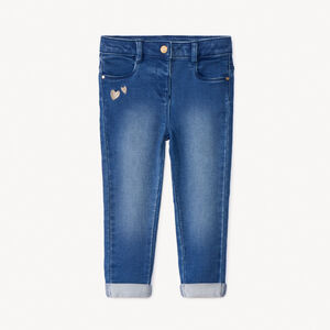 Jeans slim bordados corazones dorados para bebé niña  Main Jeans slim bordados corazones dorados para bebé niña