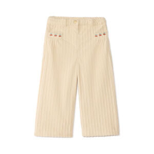 Pantalones de pana para bebé niña con estampado de frutas. 