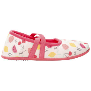 Pantuflas en forma de merceditas con estampado de frutas para niña 