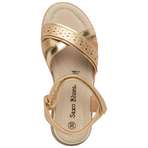 Sandalias doradas efecto metálico con corazones calados para niña 