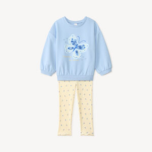 Conjunto de sudadera + leggins con estampado de mariposas y lentejuelas para bebé niña 