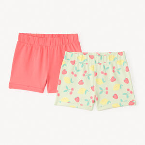 Lote de 2 shorts de jersey liso + estampado fantasía para niña 
