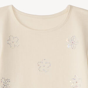 Camiseta de manga larga con flores de strass para niña 