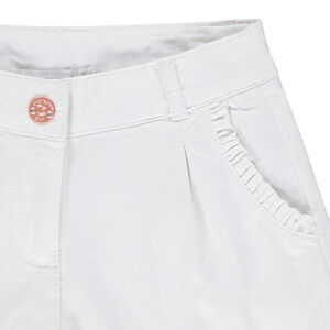 Short de satén de algodón liso con bolsillos de volante 