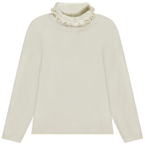 Jersey de niña con cuello alto y efecto ondulado.  Main Jersey de niña con cuello alto y efecto ondulado.