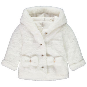 Chaqueta de sherpa con efecto de piel y lazos para bebé niña 