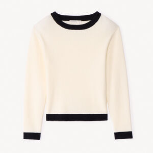 Pull manches longues en tricot côte à bords contrastants pour fille   Main Pull manches longues en tricot côte à bords contrastants pour fille
