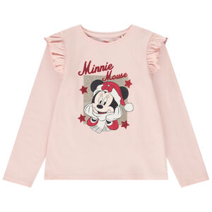 Camiseta de manga larga con glitter y estampado de Minnie Disney para niña 