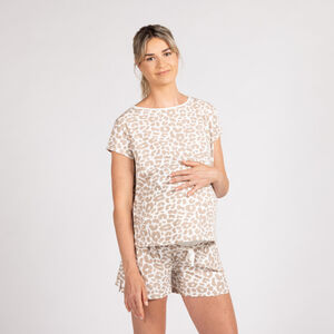 Camiseta de lactancia para pijama premamá con estampado de leopardo 