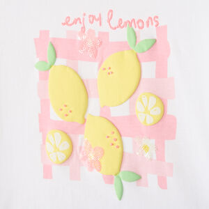 Camiseta de manga corta con estampado 3D de limón para niña 