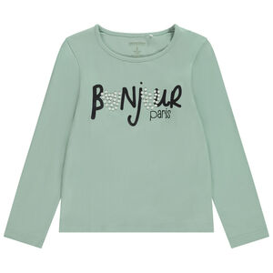 Camiseta de manga larga con print de perlas niña 
