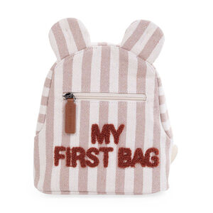 Sac à dos rayé My First Bag nude/terracotta  Main Sac à dos rayé My First Bag nude/terracotta