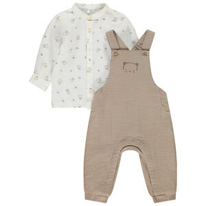 Conjunto 2 piezas con peto de ourson para bebé niño 