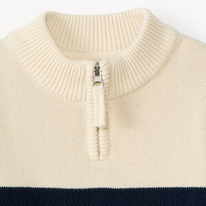 Jersey de manga larga con cuello camionero de cremallera y rayas para niño 