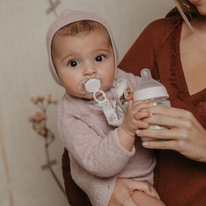 Biberón de vidrio con tetina fisiológica SX Pro S 120ml Poetry rosa 