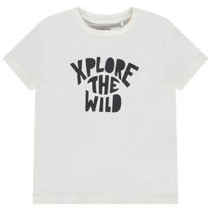 Camiseta de manga corta unicolor con estampado fantasía para niño 