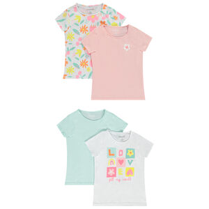 Pack de 4 camisetas manga corta fantasía para niña 