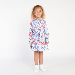 Vestido de manga larga a rayas con estampado de flores para niña  Main Vestido de manga larga a rayas con estampado de flores para niña