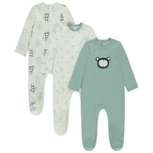 Lote de 3 peleles con motivos de mono para bebé niño con diferentes aperturas según la edad 