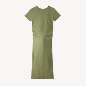 Vestido largo de manga corta de punto acanalado para mujer embarazada. 