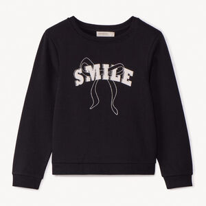 Sudadera de felpa lisa con estampado brillante para niña  Main Sudadera de felpa lisa con estampado brillante para niña