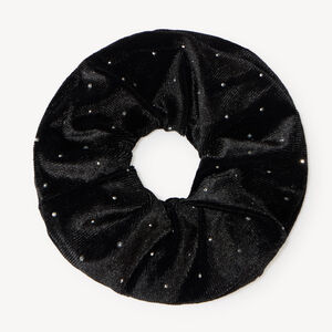 Chouchou fille aspect velours côtelé avec strass 