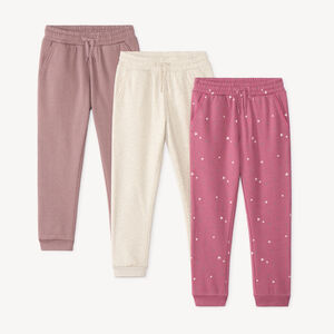 Pack de 3 pantalones de chándal para niña con diseños divertidos. 