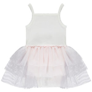 Vestido body efecto 2 en 1 con tul volante para niña bebé 