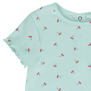 Camiseta de manga corta efecto canalé para bebé niña 