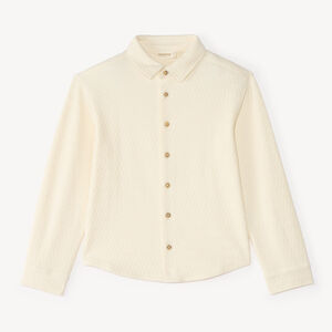 Chemise garçon manches longues unie texturée 