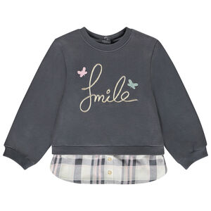 Sudadera bicolor efecto 2 en 1 para bebé niña 