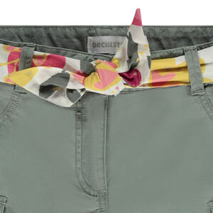 Short con cinturón de lazo fantasía + bolsillos para niña 