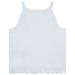 Camiseta corta acanalada con bordado niña 
